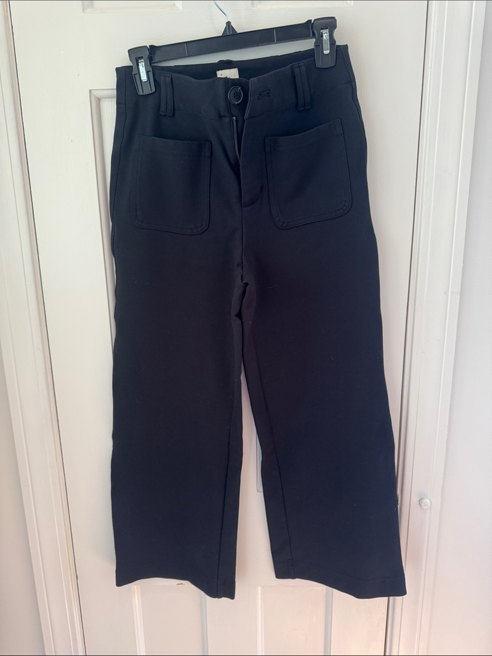 a new day Black Cropped Straight-Leg Pull-On Pants Anthro Colette knock off